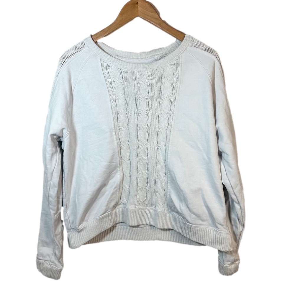 Tuckernuck Sport White Cable Knit Reid Sweatshirt Size Large